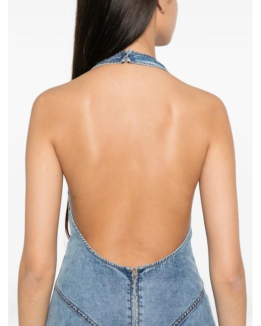 EB DENIM Blue Robe Mi-Longue Delphi À Dos Nu