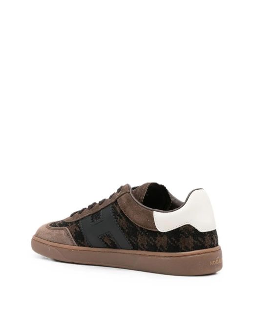Hogan Brown Houndstooth-Pattern Sneakers