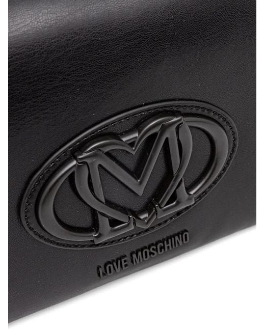 Love Moschino Black Logo-Plaque Crossbody Bag