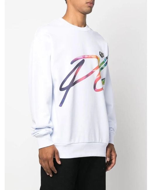 Philipp Plein White Signature Logo-Print Sweatshirt