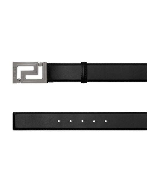 Versace Black Greca Leather Belt 1.6" for men