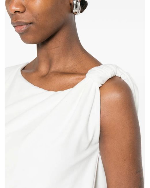 Pinko White Marlena Draped Asymmetric-Neck Top