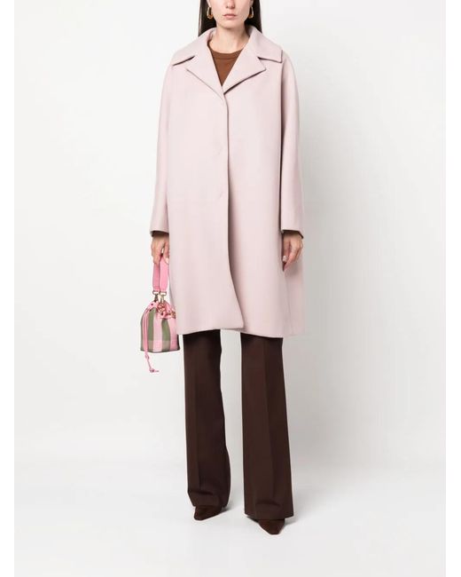 Herno Pink Single-Breasted Wool-Blend Coat