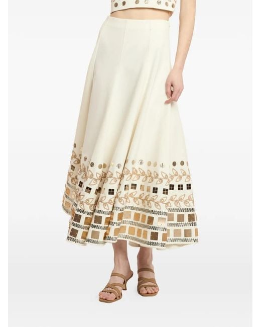 Cinq À Sept White Embellished Cotton Skirt