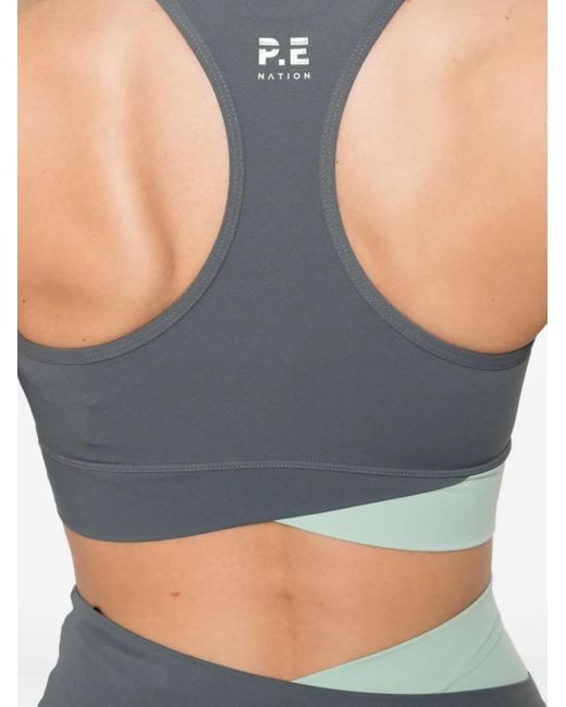 P.E Nation Blue Wander Crossover Sports Bra