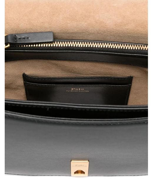 Polo Ralph Lauren Black Saddle Polo Id Crossbody Bag