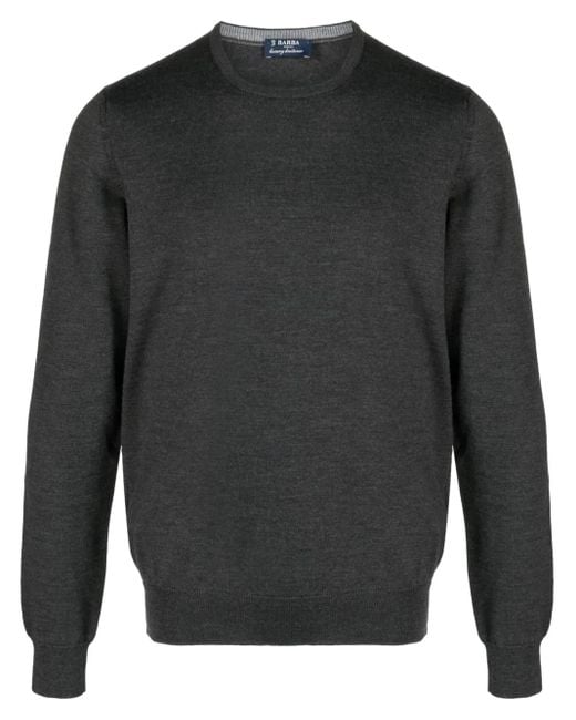 Barba Napoli Gray Fine-Knit Virgin-Wool Jumper for men