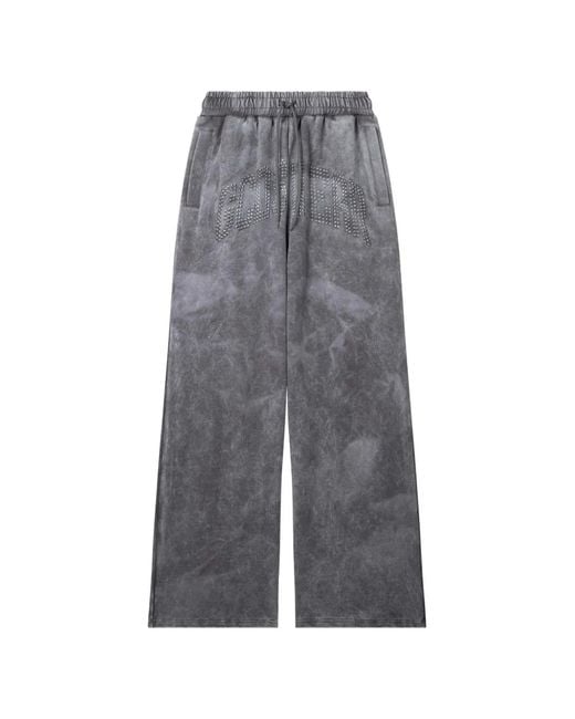 Gcds Gray Studded Logo-Patch Track Pants for men
