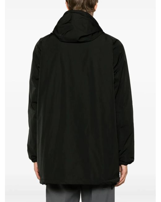 Aspesi Black Hooded Long-Sleeved Coat for men
