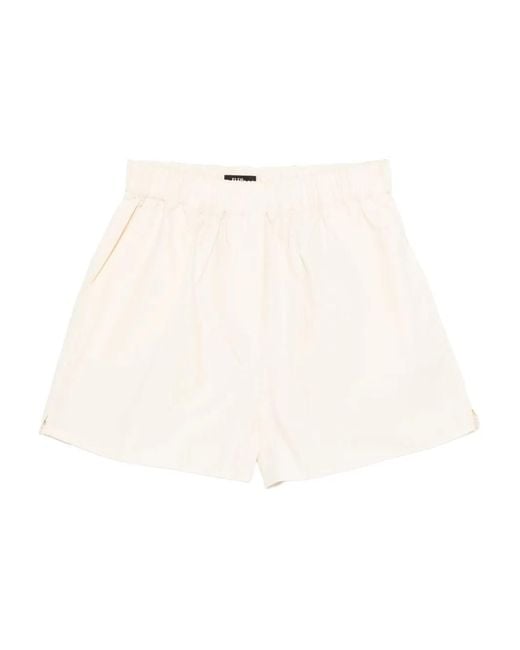 ELEH White Elastic-Waistband Cotton Shorts