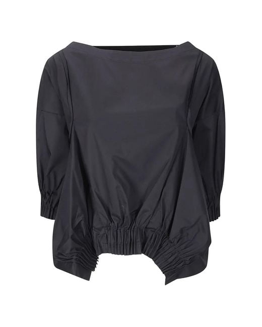 #MSM Gray Asymmetric Pleated Blouse