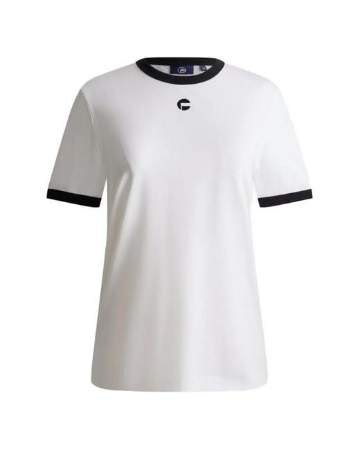 Fusalp White T-Shirt Tanixa À Logo Et Finitions Contrastantes