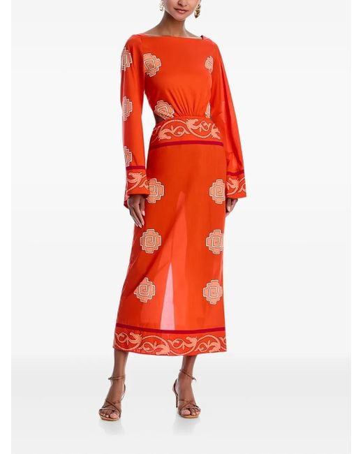 Johanna Ortiz Red Underwater Sanctuary Midi Dress