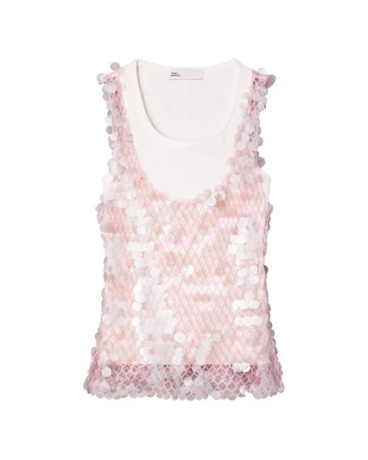 Tory Burch Pink Sequin Mesh Top