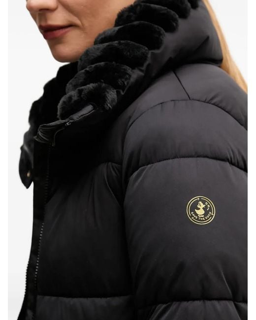 Save The Duck Black Faux-Fur Hooded Puffer Jacket