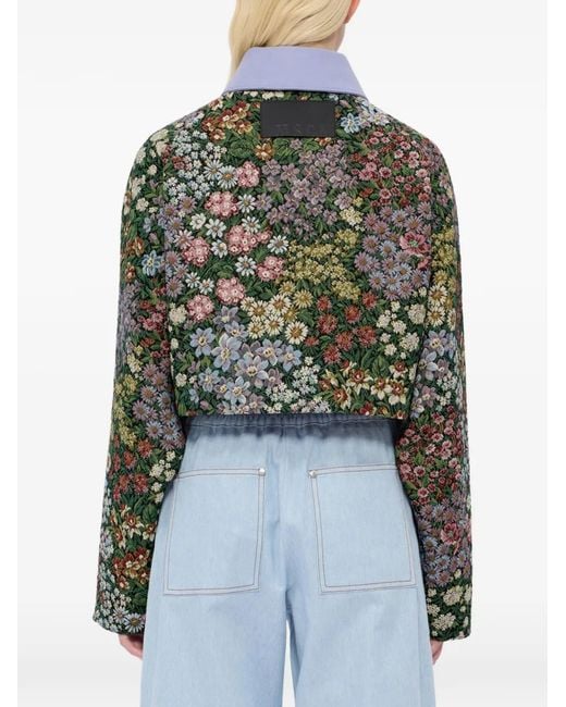 MSGM Green Floral Collared Jacket