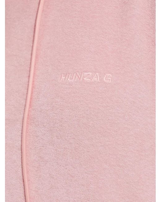 Hunza G Pink Terry Towelling Hoodie