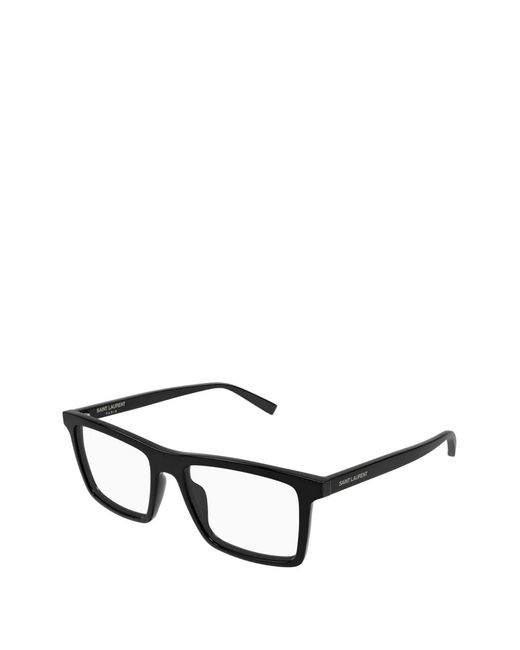 Saint Laurent Black Rectangle-Frame Glasses for men