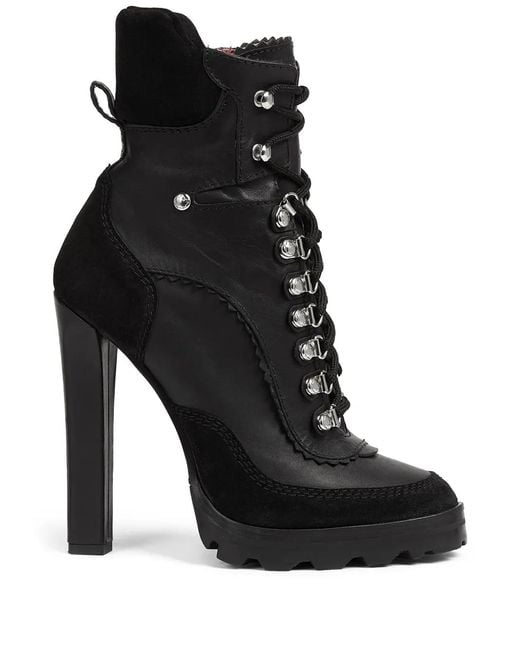 DSquared² Black 120Mm Round-Toe Leather Boots