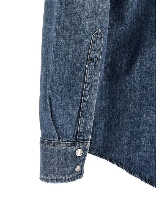 Department 5 Blue Gospel Western-Style Denim Shirt for men
