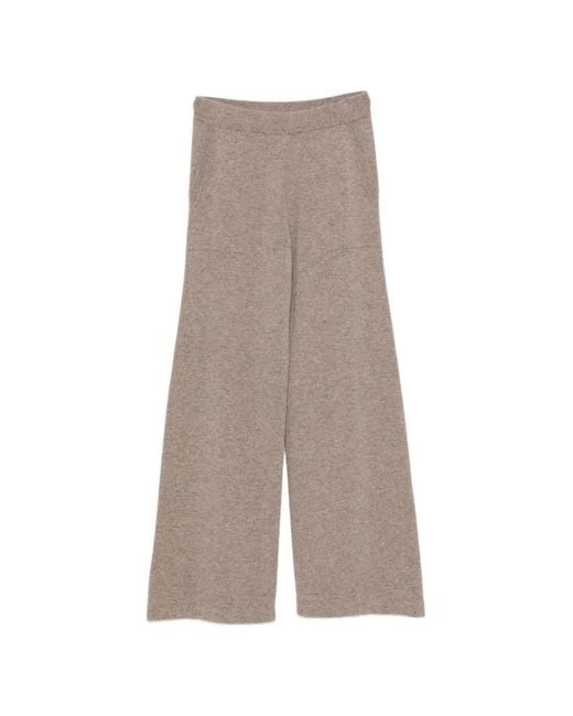 Bompard Natural Cashmere Wide-Leg Palazzo Pants
