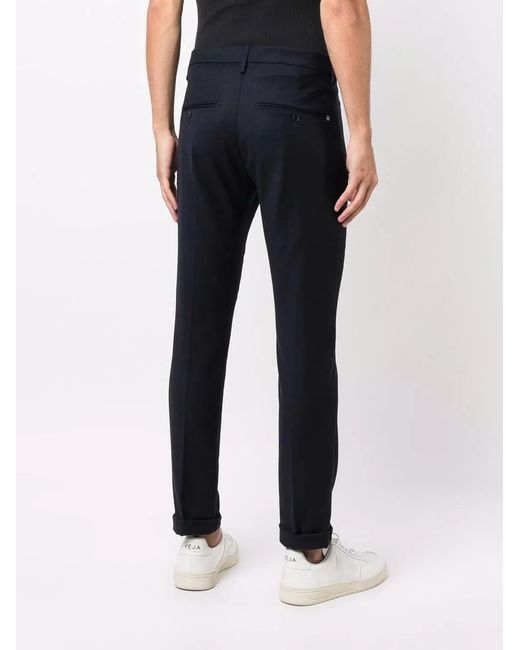 Dondup Blue Straight-Leg Virgin Wool Trousers for men
