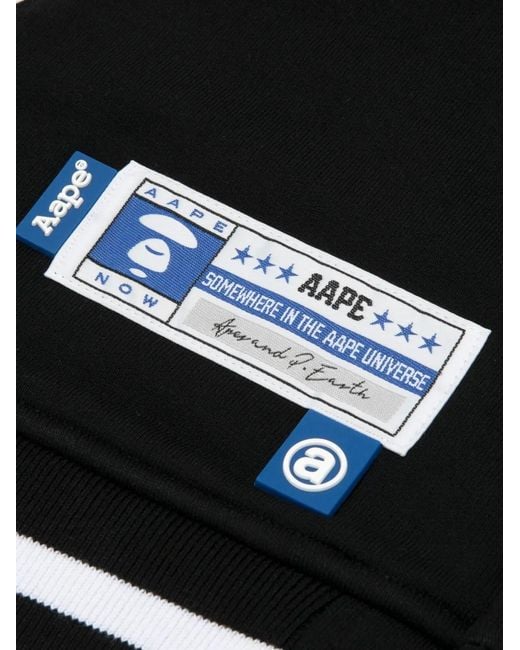 Aape By A Bathing Ape Black Moonface Patch Baseball Jacket for men