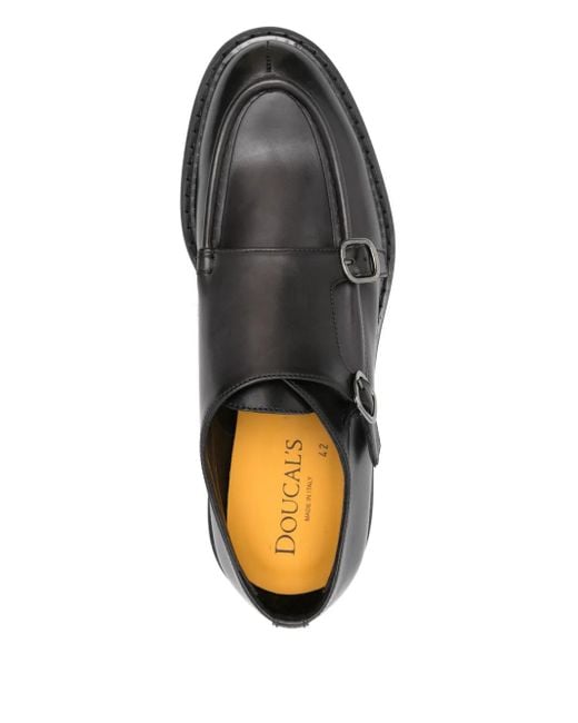 Doucal's Black Double-buckle Monk Shoes for men