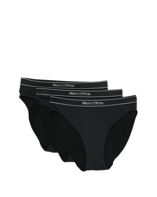 Marc O' Polo Black Logo-Waistband Ribbed Briefs (Set Of Three)