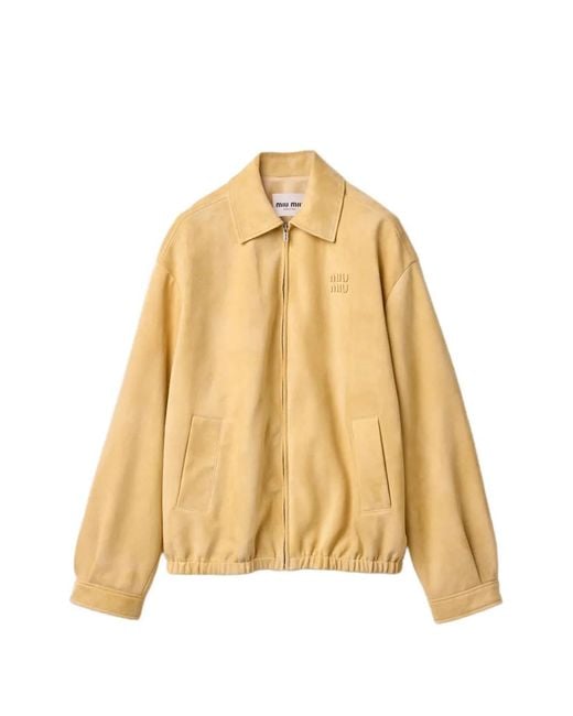 Miu Miu Metallic Waxed Suede Blouson Jacket