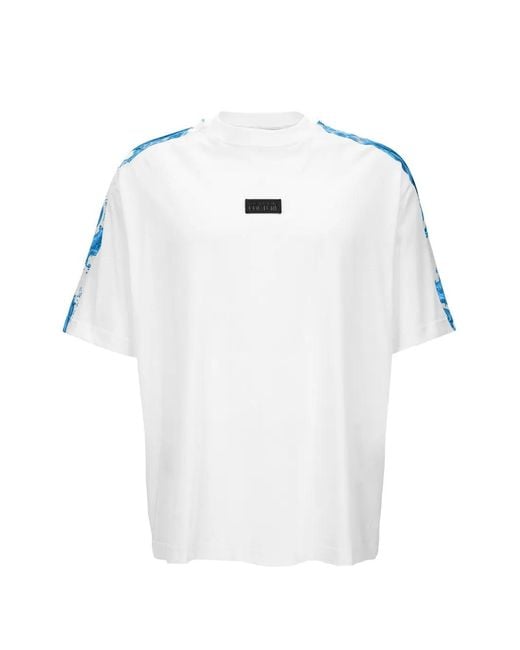 Versace Jeans Couture White Pattern-Panel T-Shirt for men