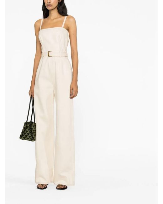 Prada White Belted-Waist Sleeveless Jumpsuit