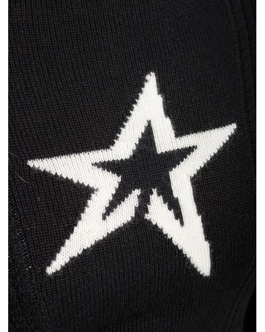 Perfect Moment Black Star-Intarsia Cable-Knit Sweater
