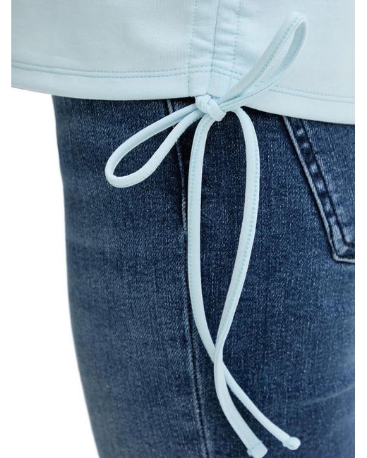 Karl Lagerfeld Blue Logo-Embroidered Drawstring-Side T-Shirt