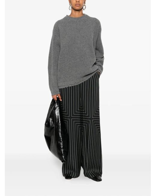 FEDERICO CINA Gray Ribbed Wool Sweater