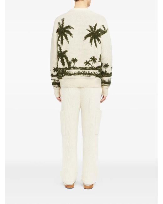 Alanui Green Palm-Tree Intarsia Sweater for men