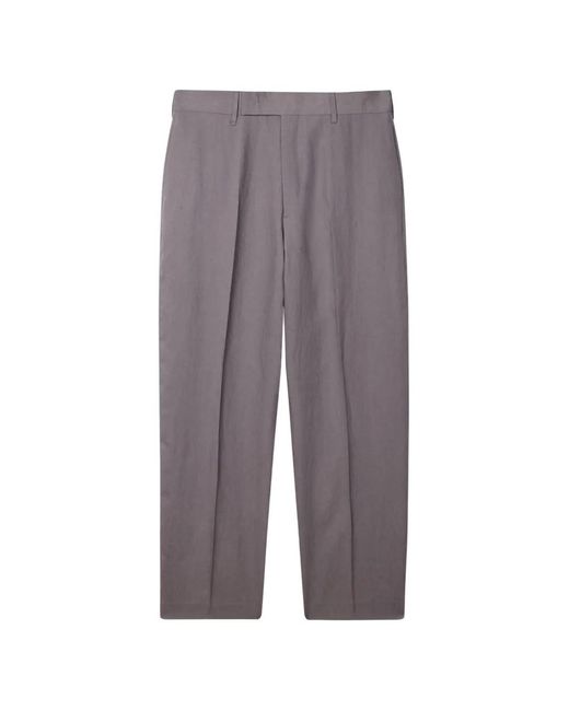 Paul Smith Gray Pressed-Crease Relaxed-Fit Linen Trousers for men