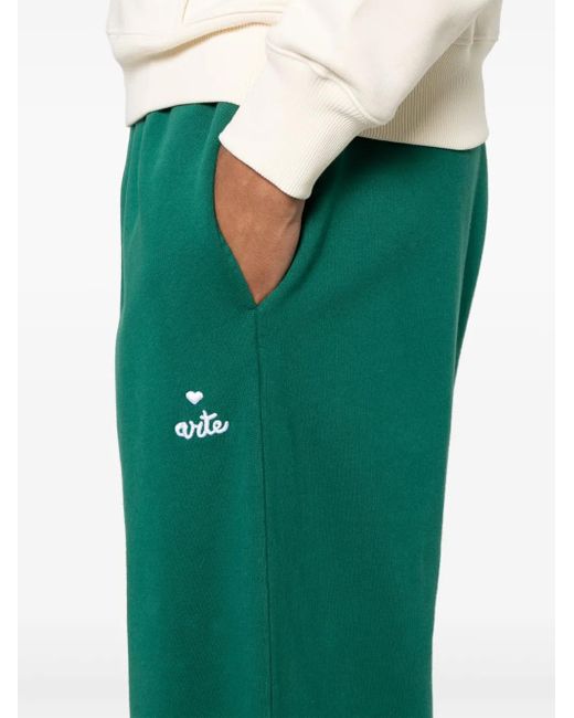 Arte' Green Heart-Logo Track Pants for men