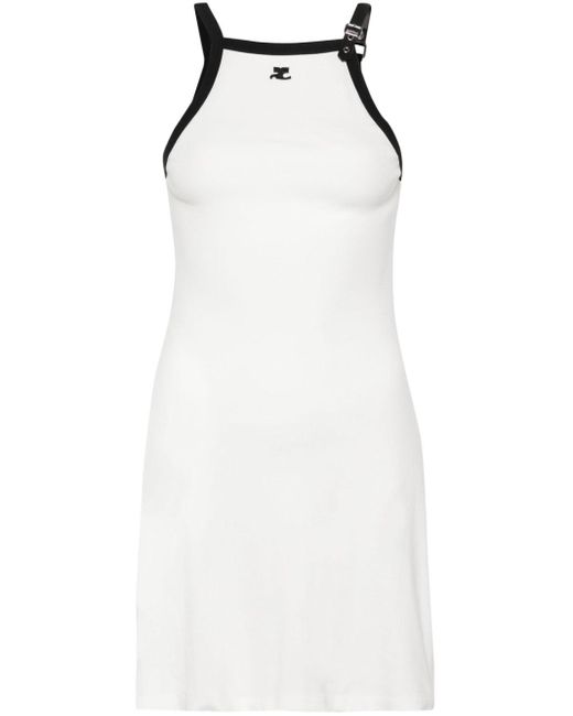 Courreges White Halterneck-kleid mit kontrastierendem saum