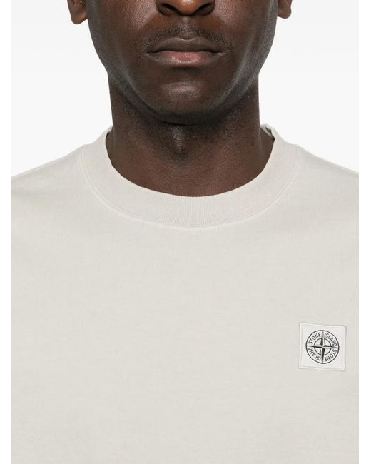 Stone Island White Compass-Patch T-Shirt for men