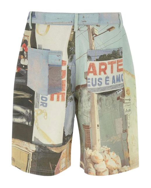 Arte' Gray All-Over Print Shorts for men