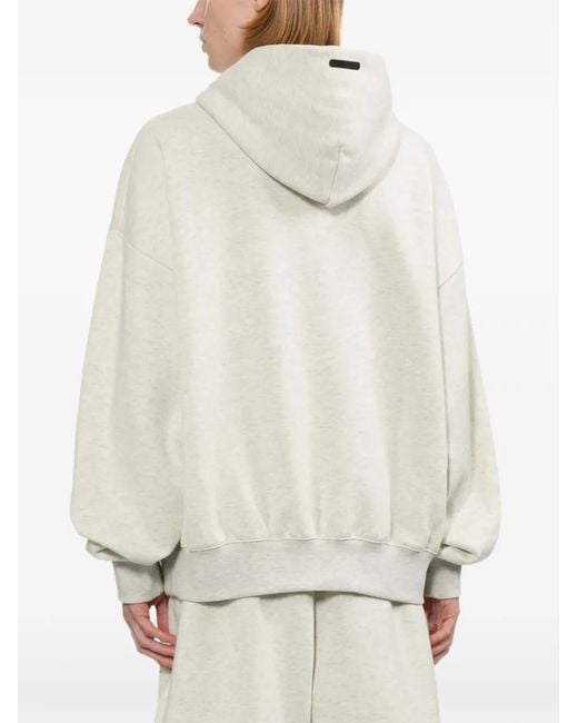 Essentials White Logo-Embroidered Hoodie for men