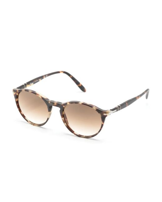 Persol Natural Tortoiseshell-Effect Round-Frame Sunglasses