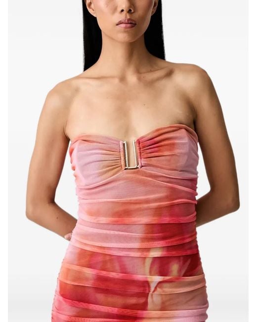 Bardot Red Stephanie Ruched Floral-Print Maxi Dress