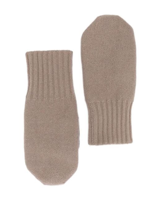 Liska White Ribbed-Cuff Mittens