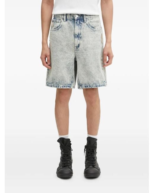 Aape By A Bathing Ape Blue Logo.-Patch Denim Shorts for men