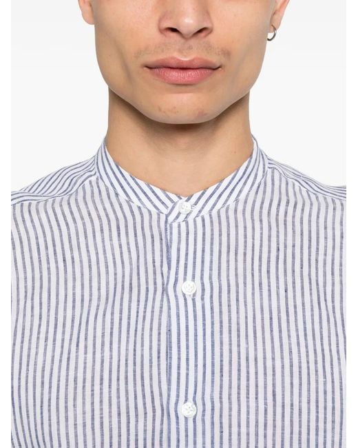 Barba Napoli White Striped Shirt for men