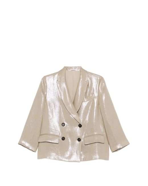 Brunello Cucinelli Natural Linen Double-Breasted Jacket