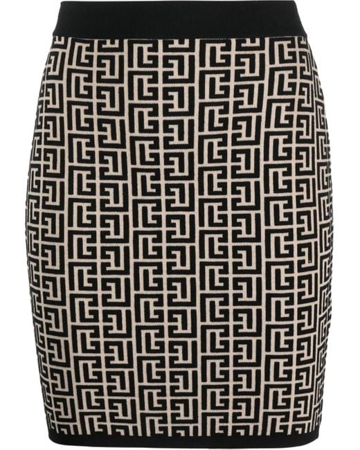 Balmain モノグラム ミニスカート Black