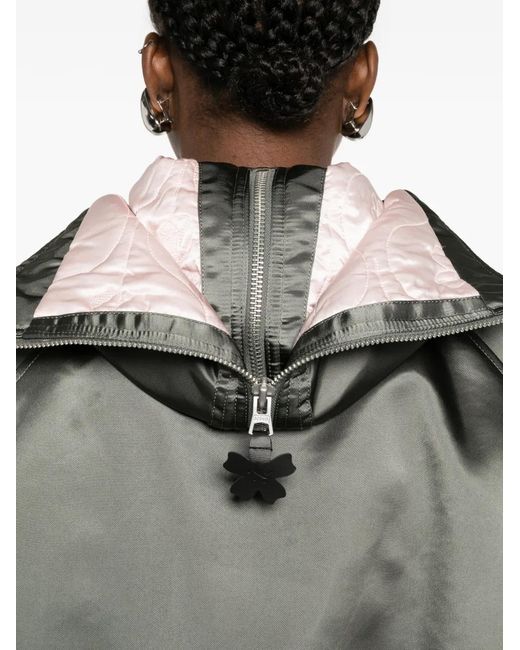 CECILIE BAHNSEN Gray Floral-Patch Hooded Bomber Jacket